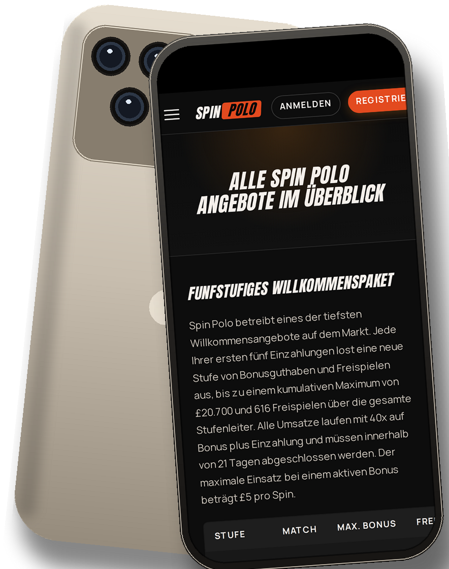 Spin Polo Casino promotions screen on mobile (DE)